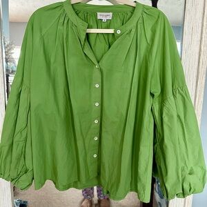 Olivia James The Label - Green Button-Up Blouse - Medium